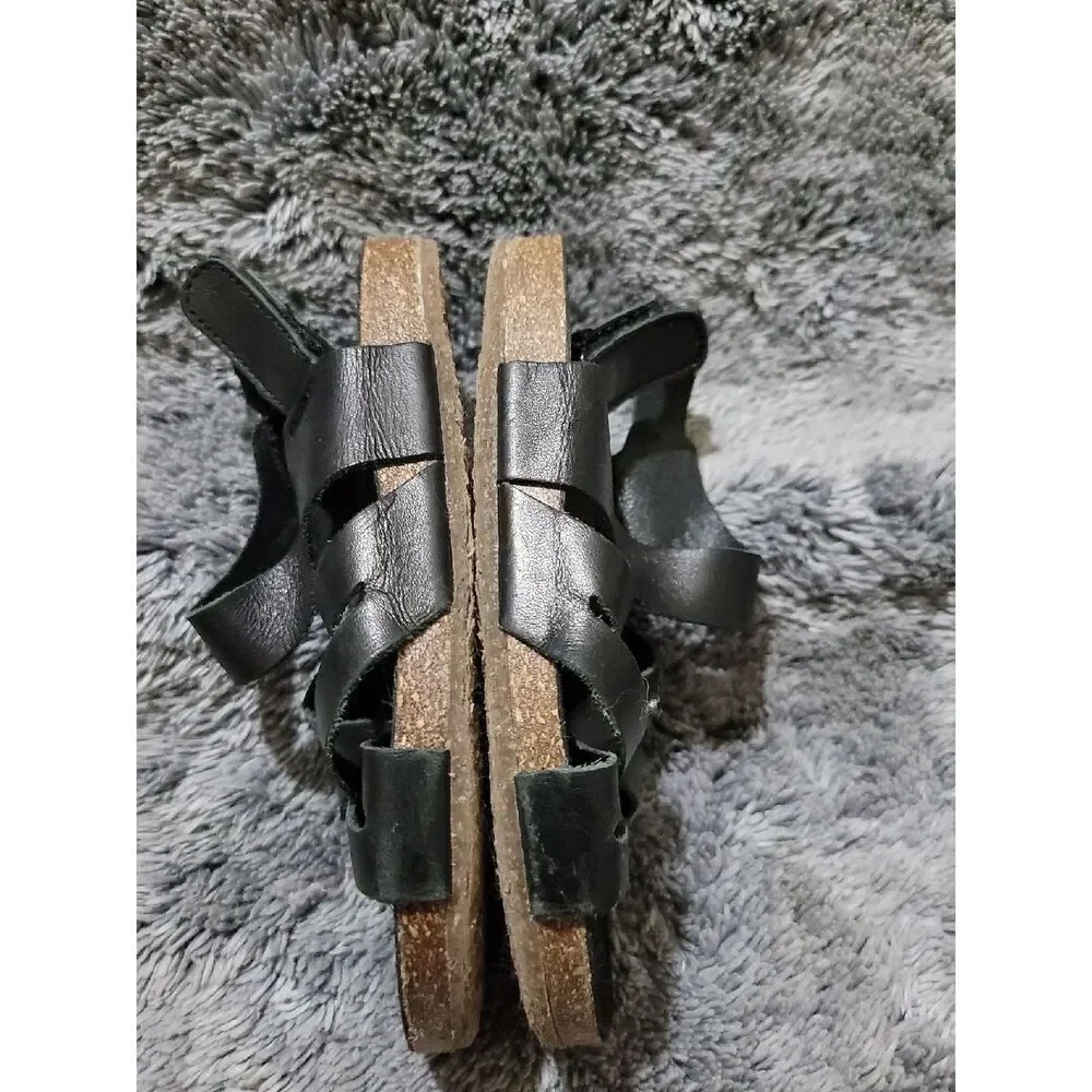 Zara Black Leather Sandals size 24